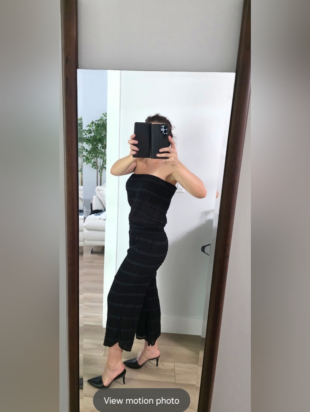 Young Fabulous And Broke Strapless Black Wide-Leg Linen-Like Jumpsuit